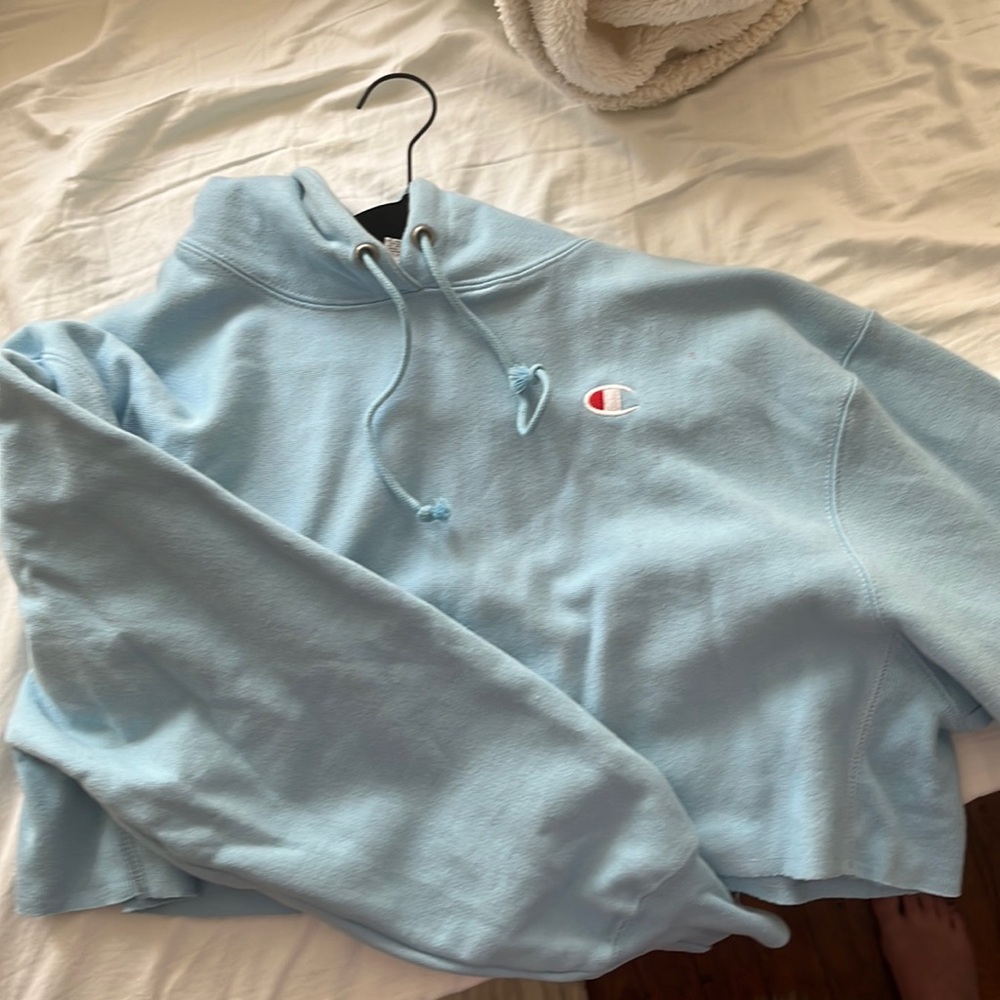 Blue Champion Cropped Hoodie